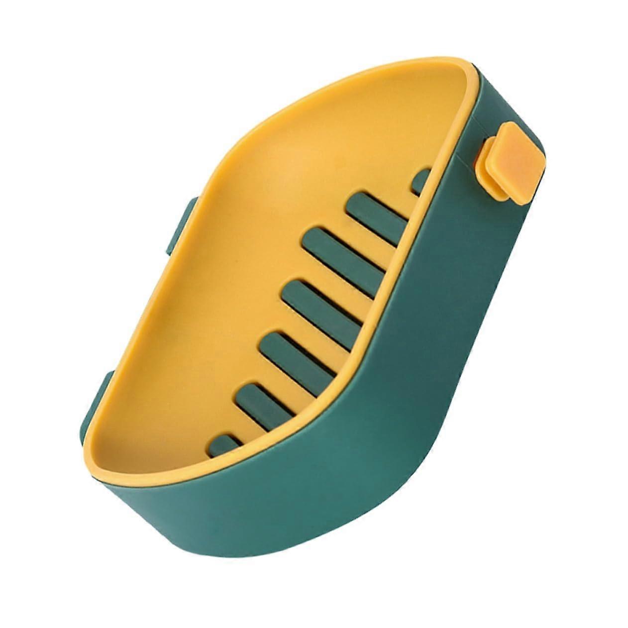 Wall Mounted Soap Dish with DoubleLayer Drain and Hook for Bathroom and Kitchen