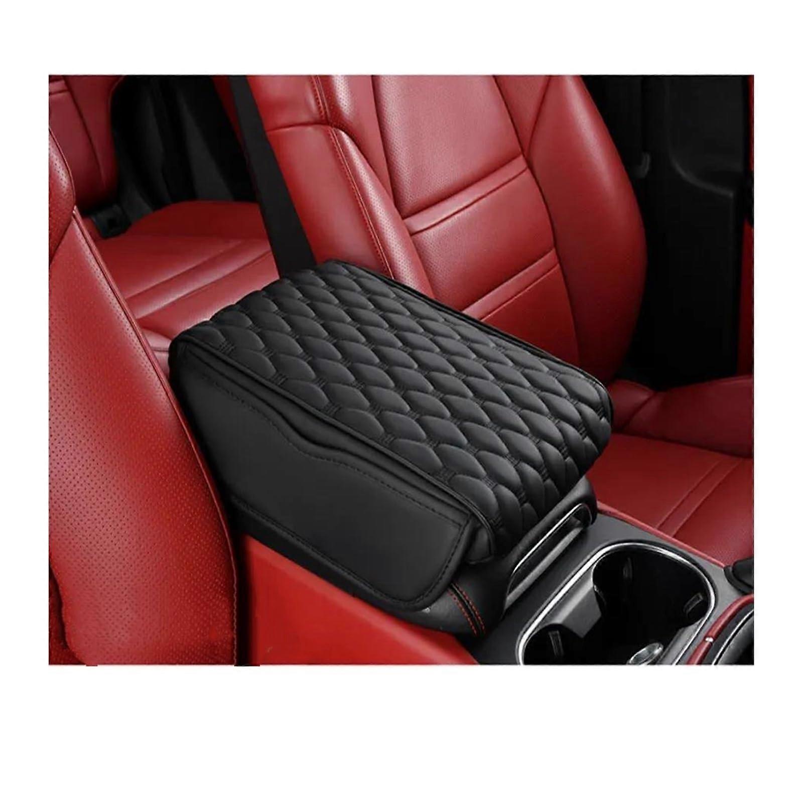 Car Armrest Cushion PU Leather Memory Foam Pad with Storage Pocket for Center Console