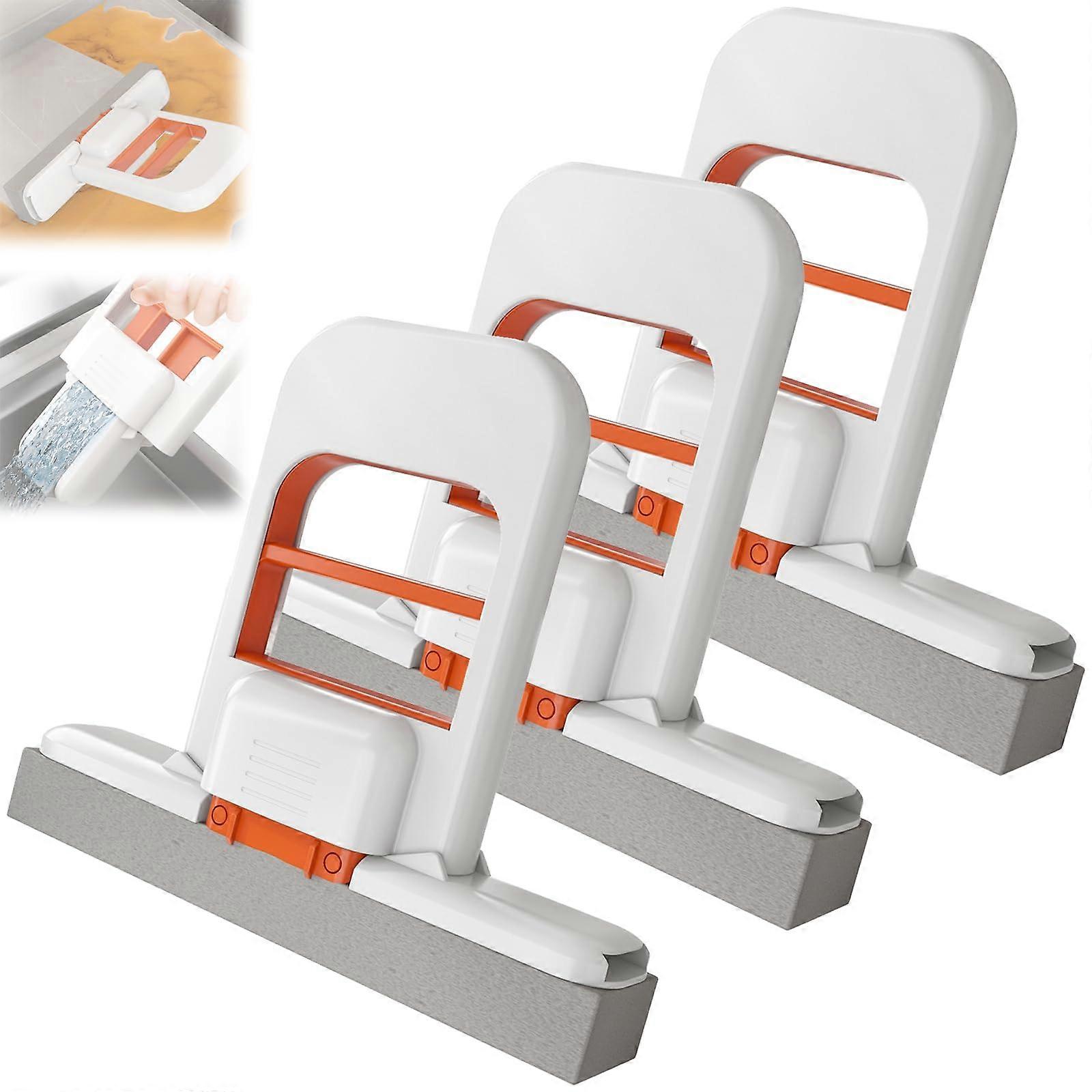 Mini Mop for Small Spaces with Wet and Dry Use, Hands Squeeze, Replaceable Head, 3pcs