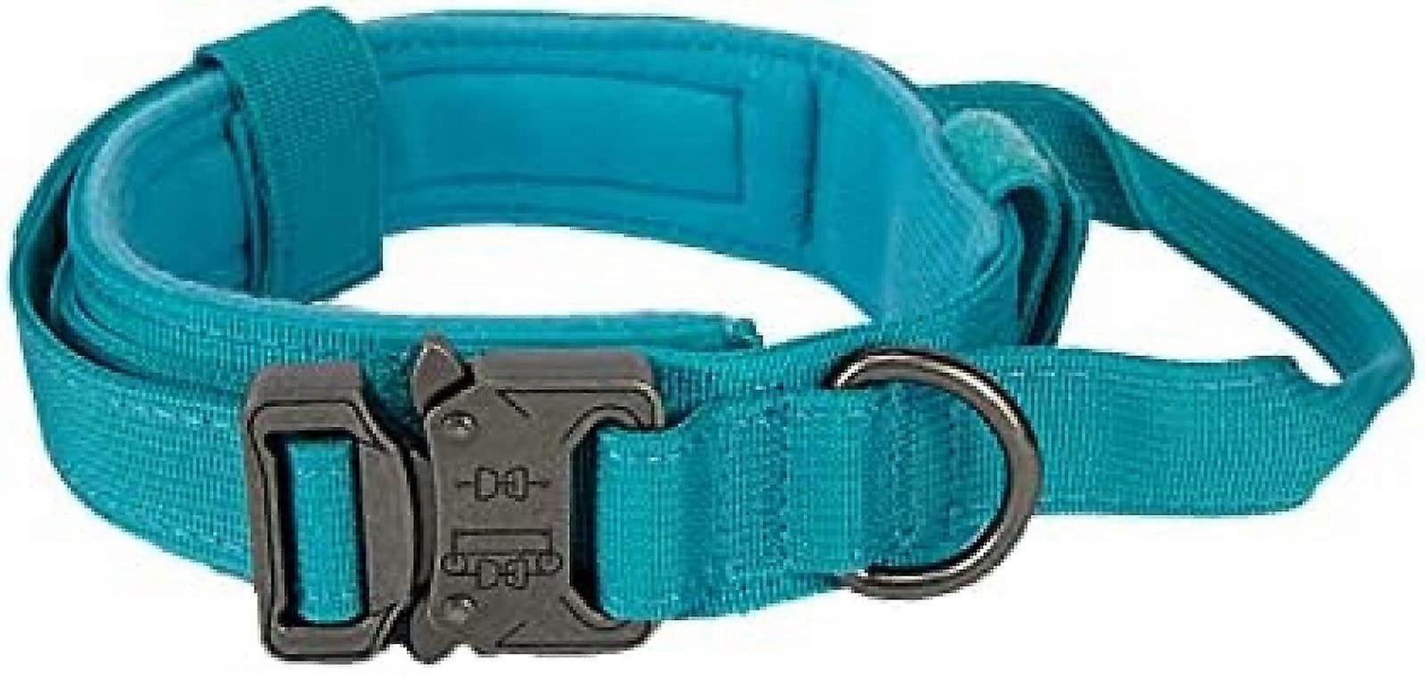 Tactical Dog Collar with Control Handle, Adjustable Nylon for Medium and Large Dogs, Blue M