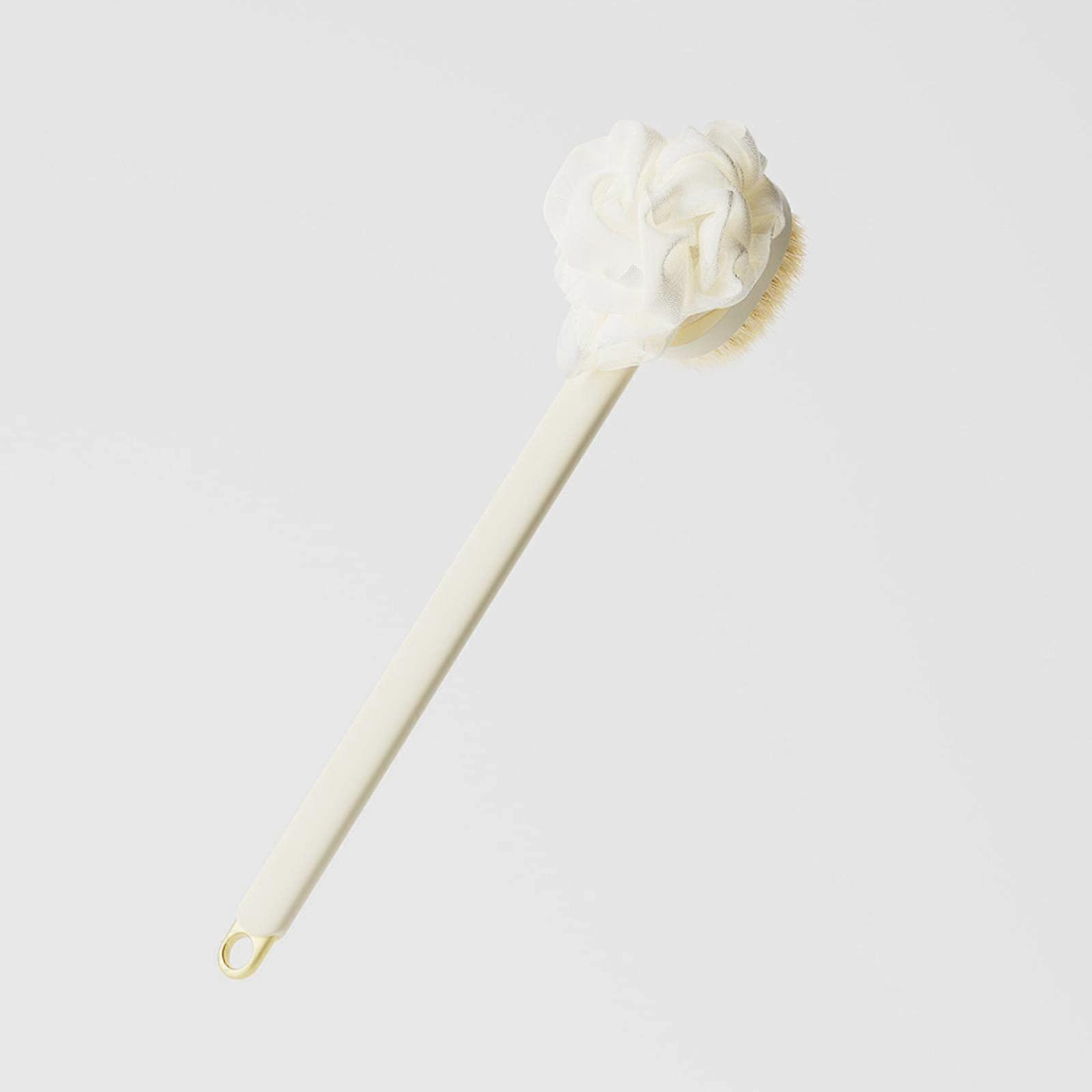 Bath Brush with Soft Bristles and Bath Flower, Long Handle Back Scrubber for Shower