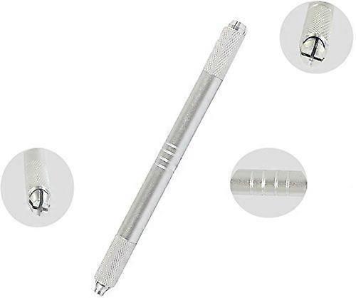 Permanent Makeup Pen with Dual Head Design for Precise Microblading Eyebrow Tattoo, Silver