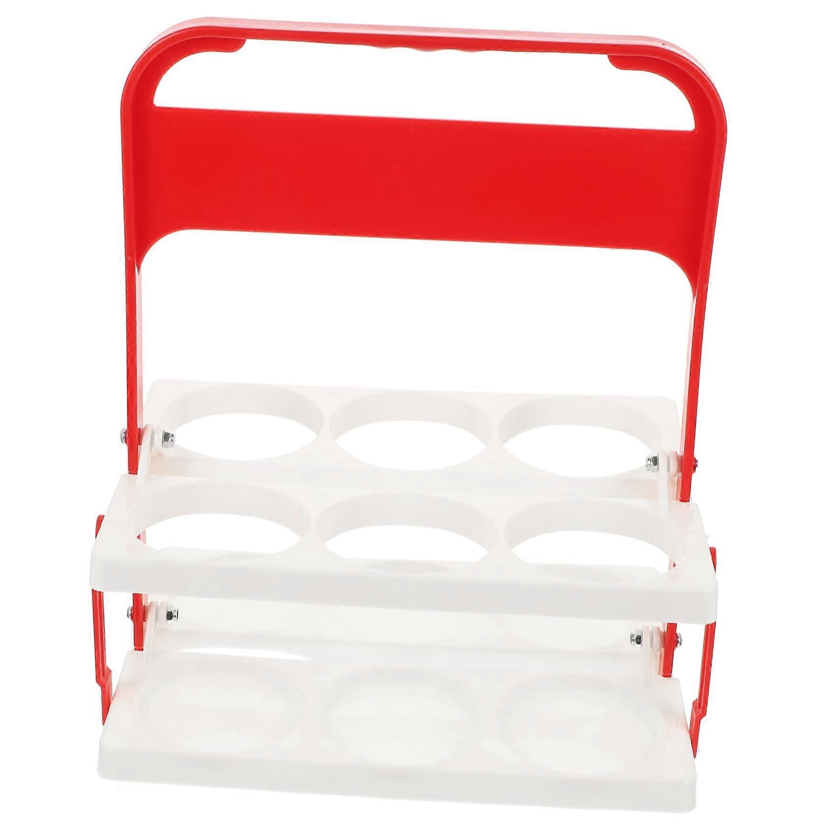 Foldable Beer Bottle Carrier with Handle, Durable Plastic Wine Rack for Outdoor Events, Red