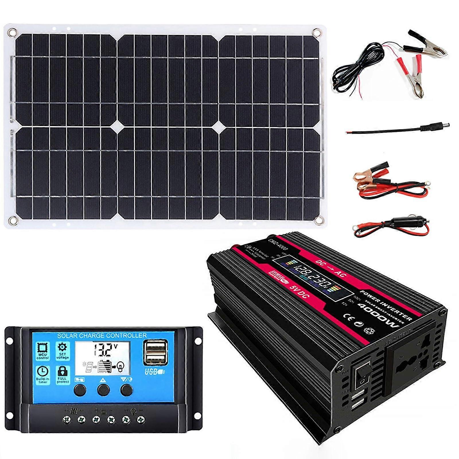 4000W 12V Solar Power System with Inverter Controller and Solar Panel Kit for Home Off Grid Use