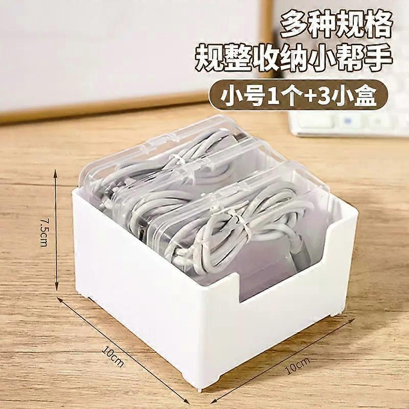 Clear Data Cable Storage Box 3/7/11 Grid Messy-Free Cable Organizer Box Durable Reusable Desktop Cable Organizer