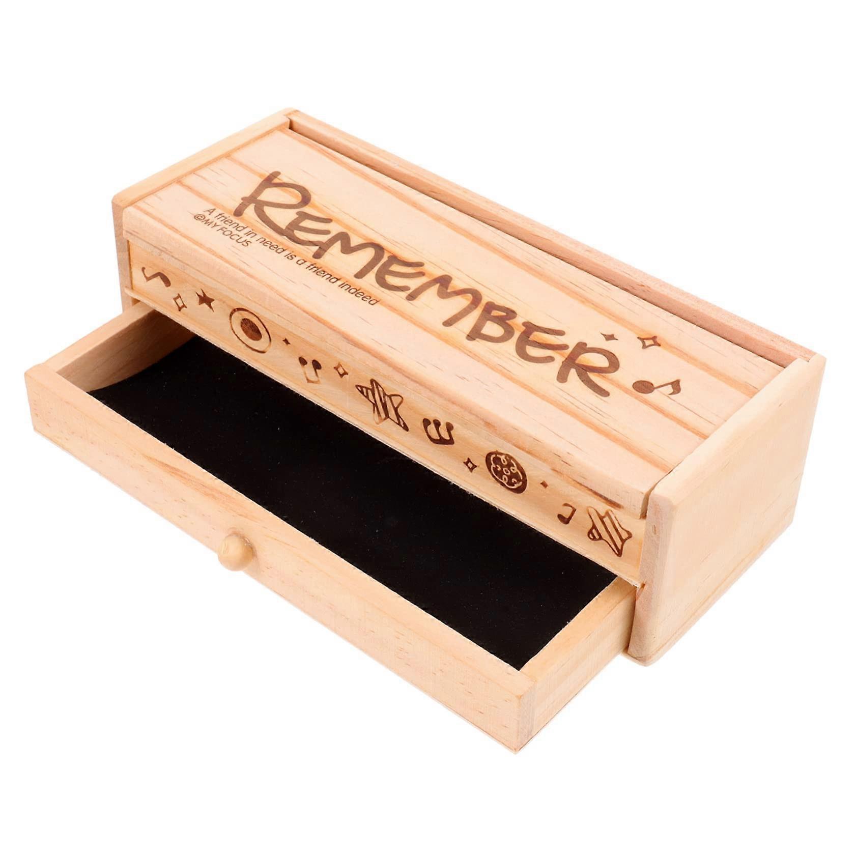 Large Wooden Pencil Case with Double Layer Storage and Secure Lid Closure for Students
