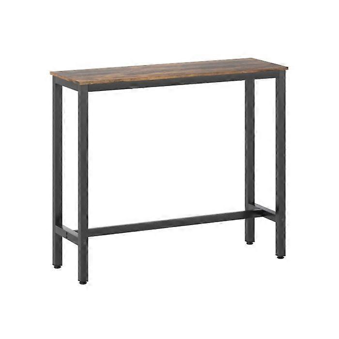 HOMCOM Rectangular Bar Table, Wood Effect Pub Coffee Table for Small Space, Breakfast Dining, Kitchen, Industrial, Rustic Brown