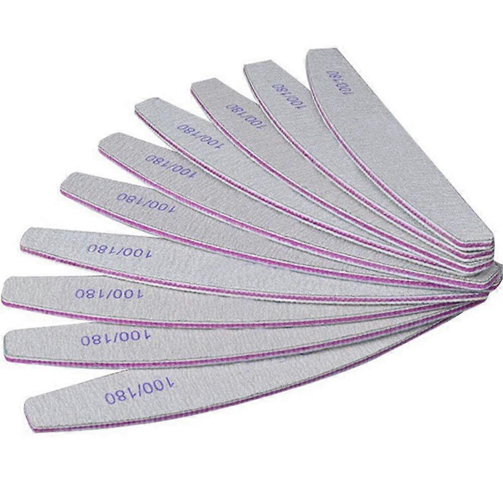 Gray Half Moon Nail File Buffer with Ergonomic Grip, DualSided for Natural and Acrylic Nails