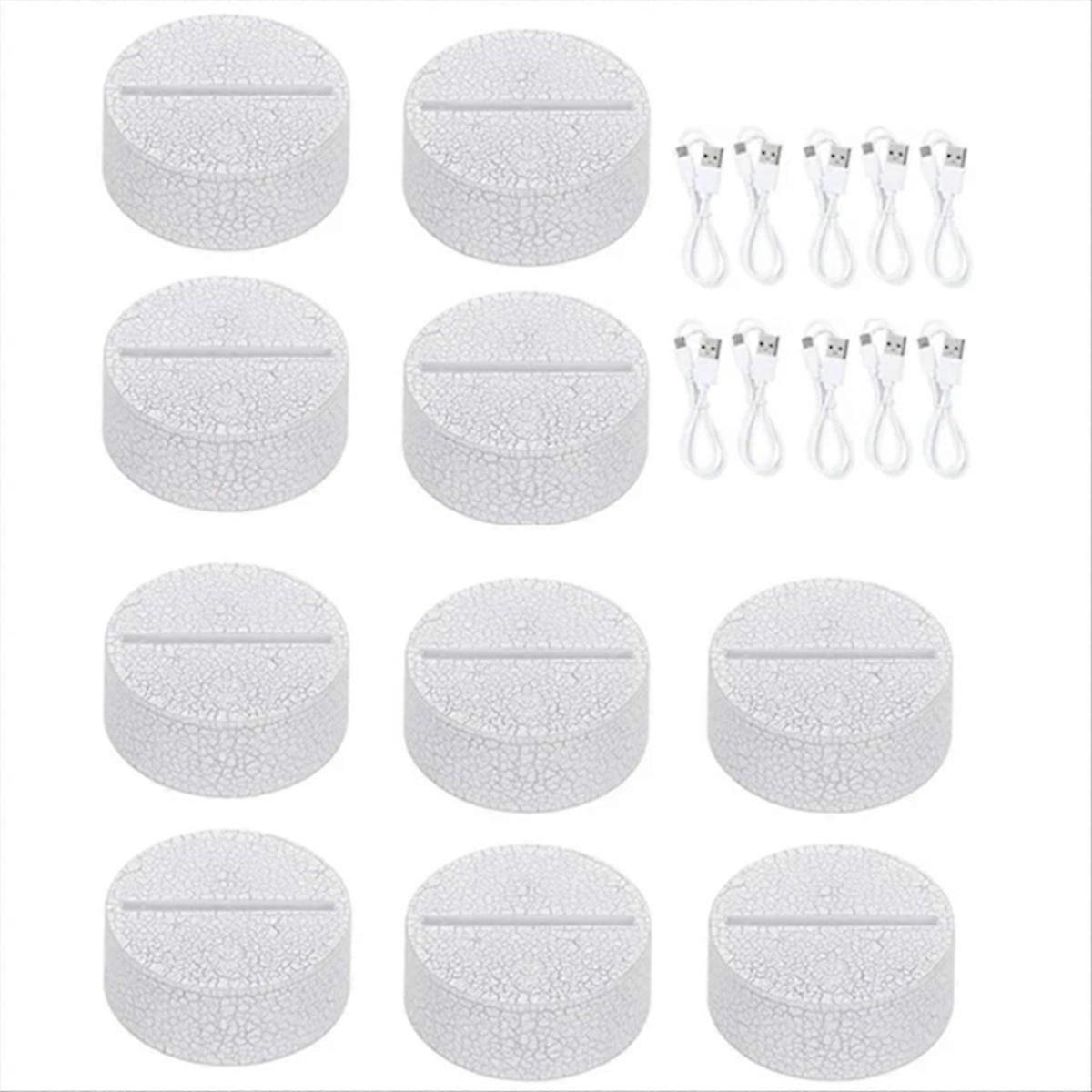 10pcs Acrylic 3D LED Lamp Base Table Night Light Base 7 Color