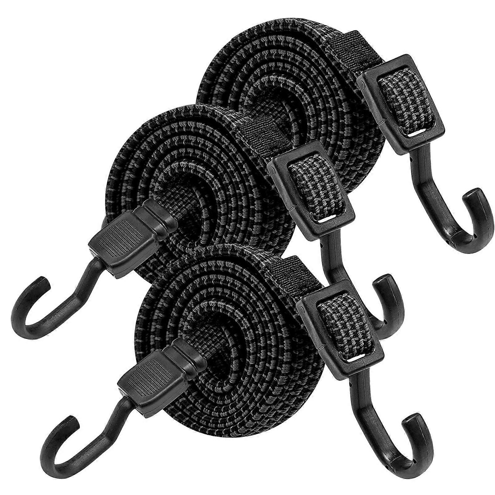 Black Adjustable Bungee Cords for Cargo Binding with 9Pcs Hooks