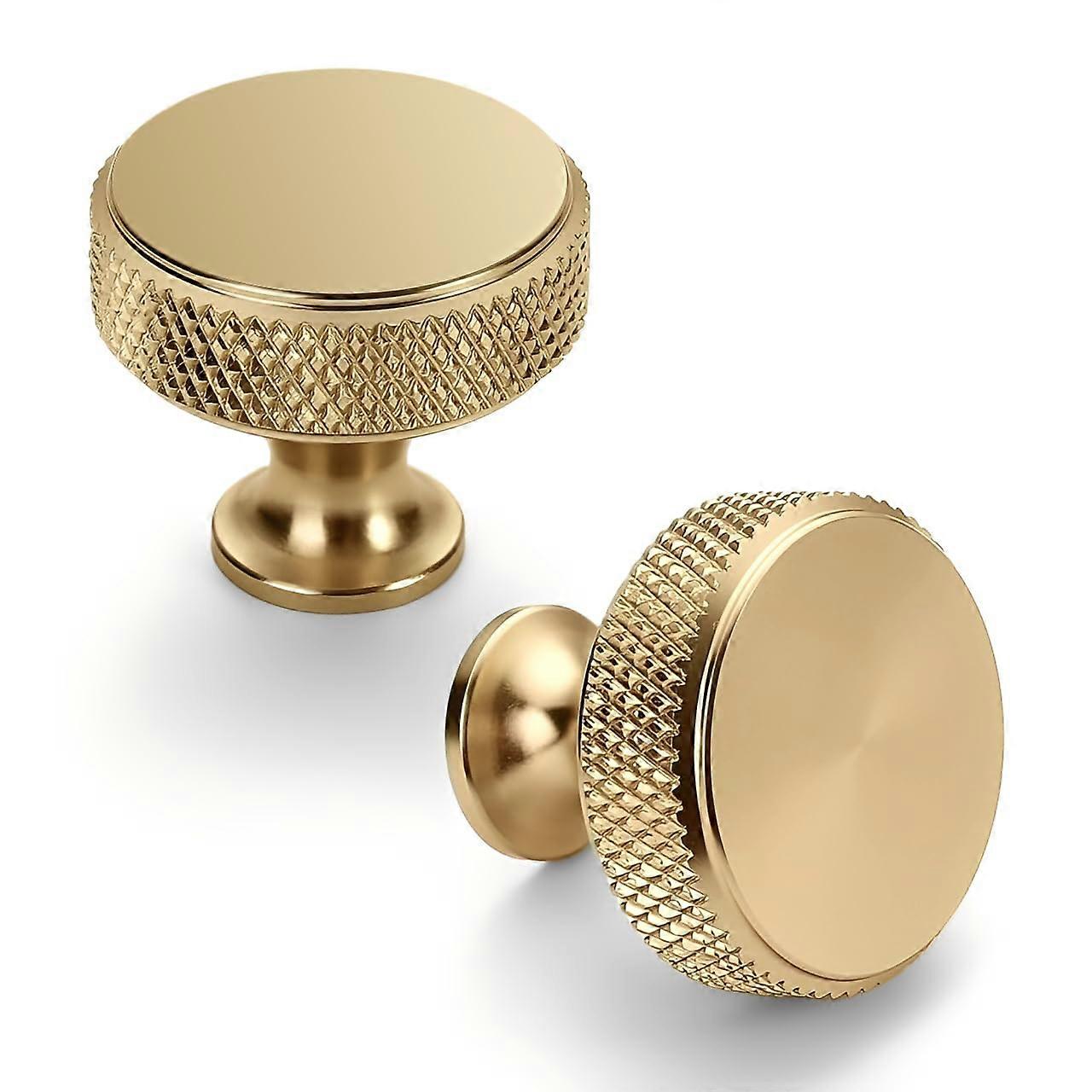 10 Pack Champagne Bronze Cabinet Knobs with Knurled Grip, Solid Alloy Drawer Hardware
