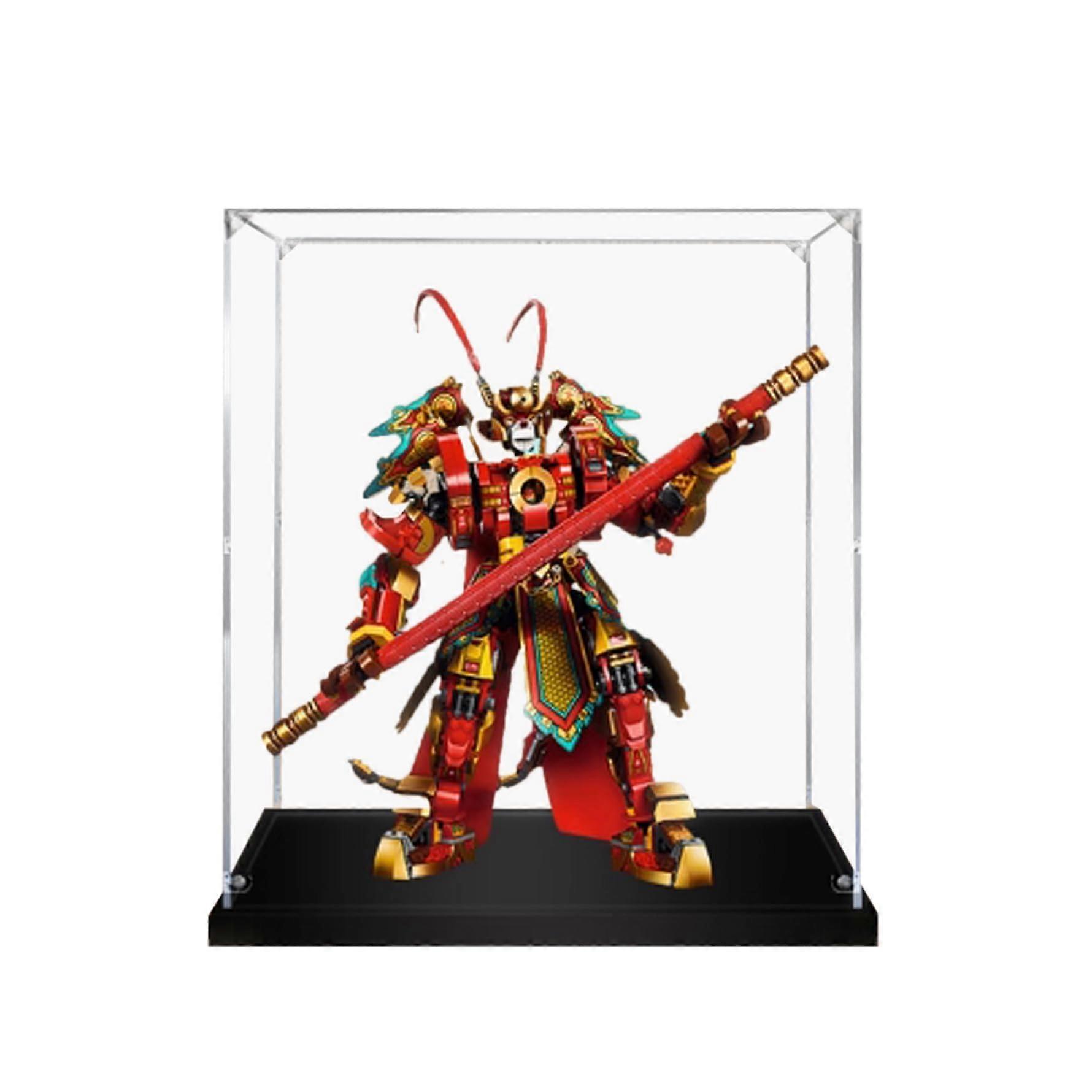 Acrylic Display Box for Golden Mecha 80012 Kit, Dustproof Clear Case with Black Base, Stackable