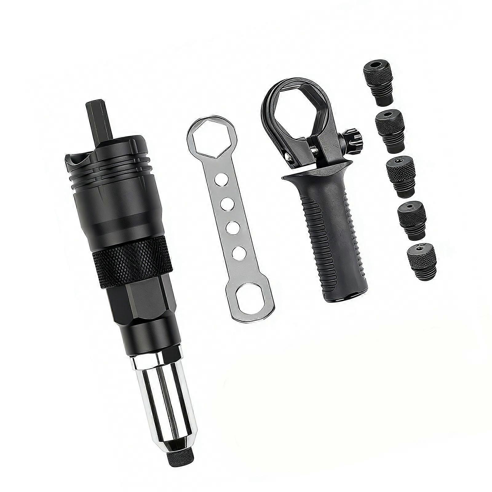 Multi Functional Drill Powered Riveting Kit Includes Interchangeable Heads For Different Materials Multicolor