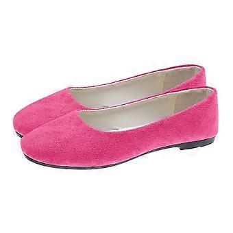 Damesko med flate sko, semsket ballettsko med firkantet tå i koreansk stil, slip-on pumps for jobb, pent, avslappet og moteriktig antrekk, essensielt i knallrosa 40