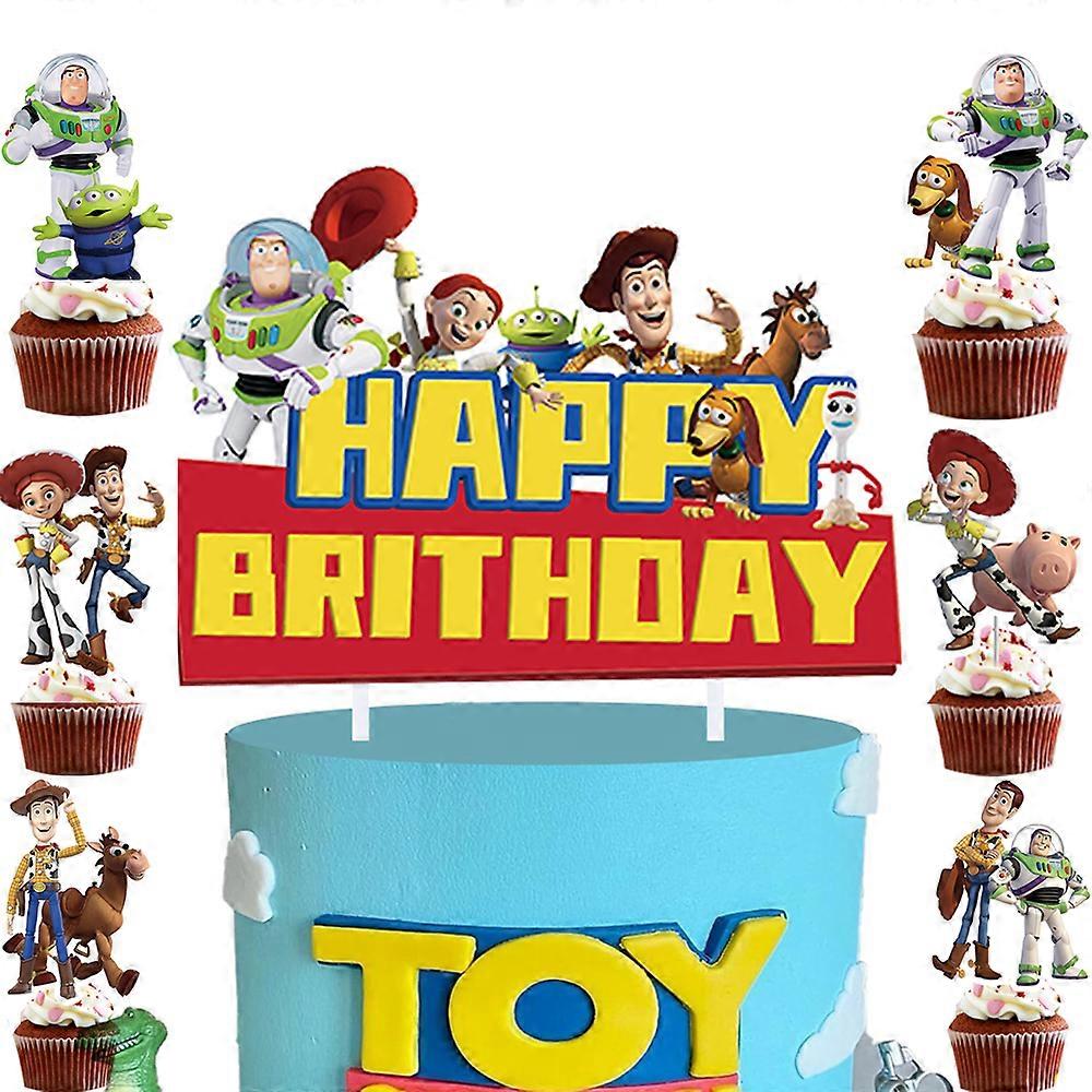 Toy Story Cake Topper Cupcake Topperscompatible with Kids Toys Inspired Story Birthday Party Supplies Buzz Lightyear Party Cake Decorations