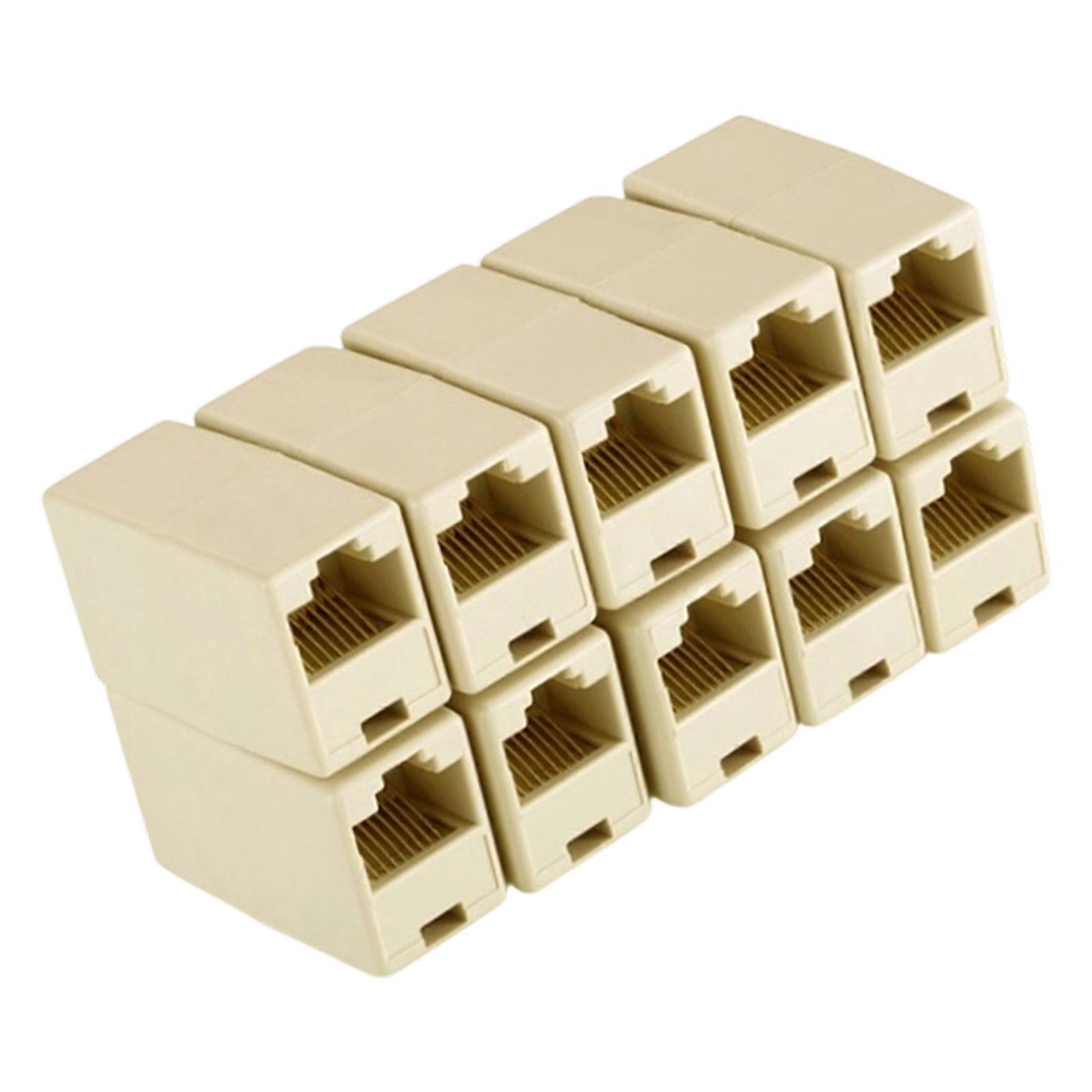 10Pcs Socket Connector RJ45 CAT5 Coupler Plug Connector Networking LAN Cable Extender Adapter Internet Replacement Multicolor