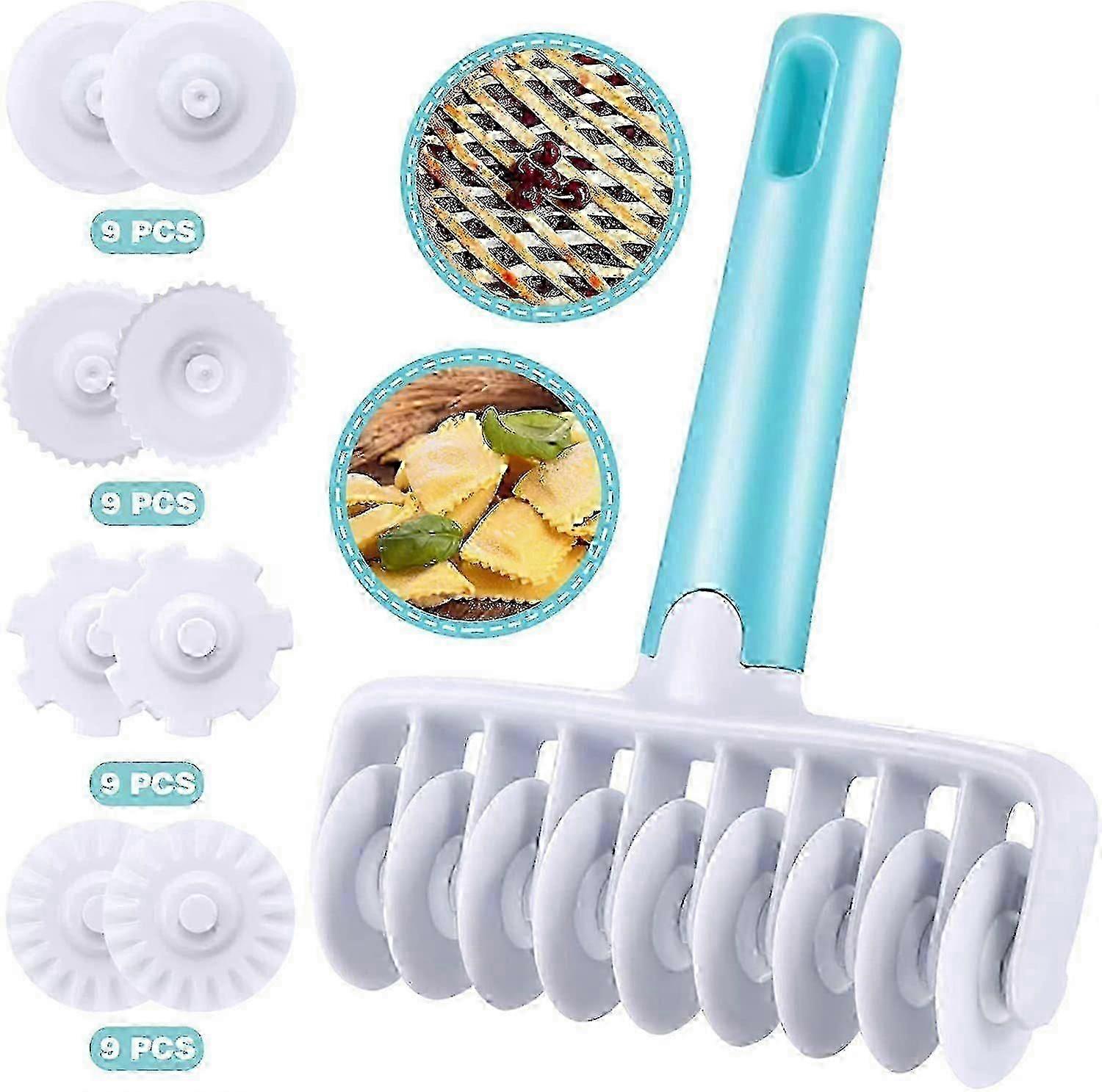 Plastic Pastry Roller, 4 Replaceable Wheels Versatile Baking Tool for Cookies Pizza