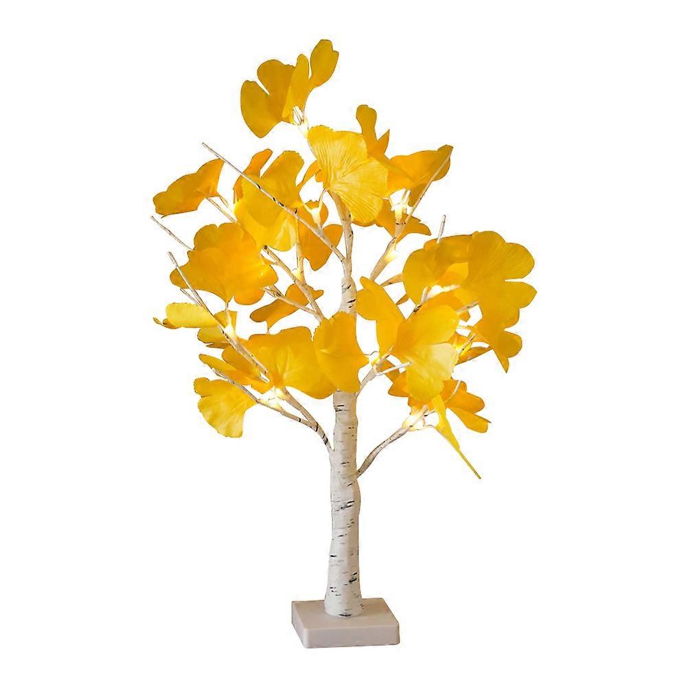 Silver Ginkgo Leaf Table Lamp for Decor Artificial Tree Light