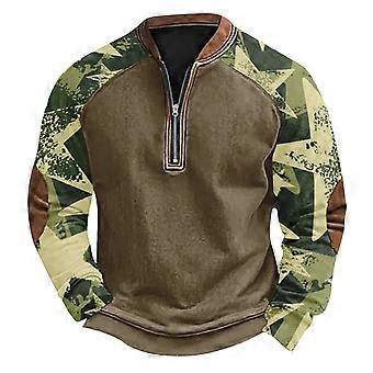 Men's Digital Print Polo Sweatshirt Casual Streetwear Outfit