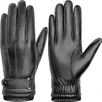 Winter Genuine Sheepskin Leather Gloves for Men, Touchscreen Texting Warm Cashmere Lined Gloves for Driving