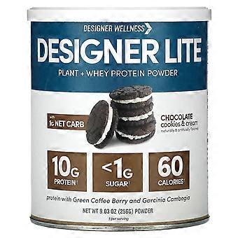 Designer Wellness, Designer Lite, Plantaardig + Wei-eiwitpoeder, Chocolade Cookies & Cream, 9,03 oz (