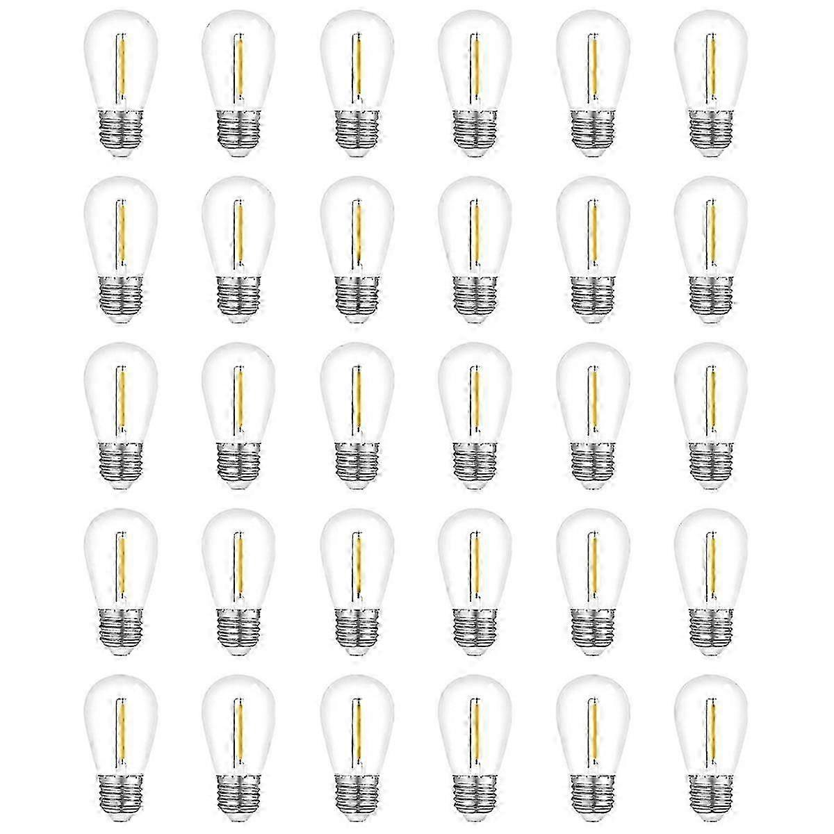 30-Pack Outdoor String Light Bulbs, Waterproof S14 Replacement Bulb, E26 Base Warm White