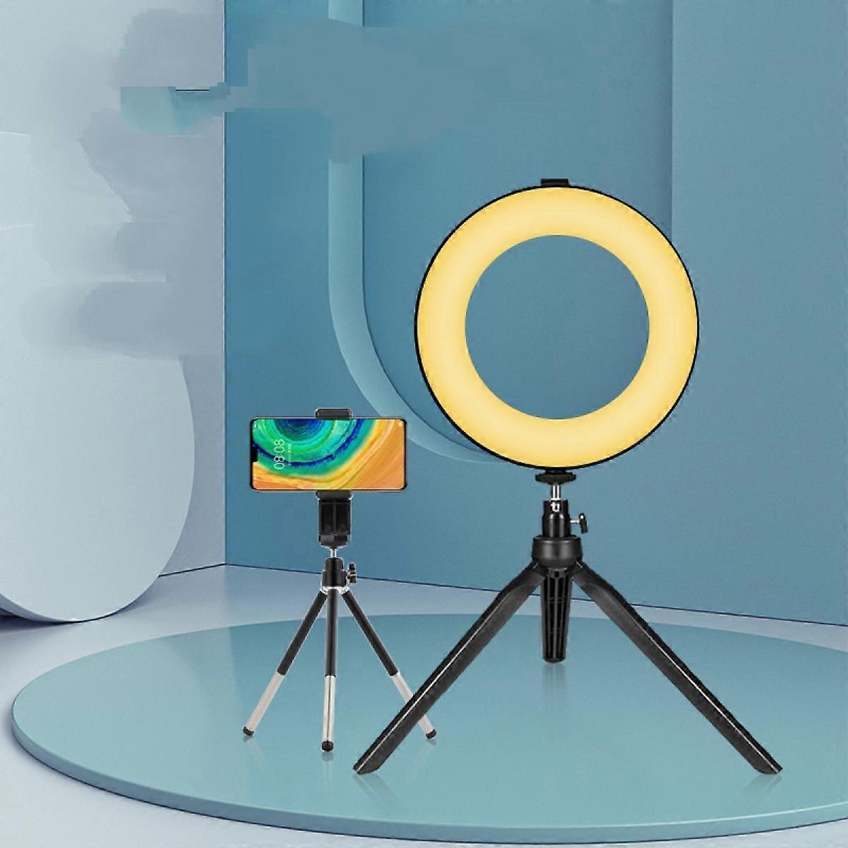 6 "Selfie Ring Light com tripé Stand, dimmable Desktop Led Lamp Camera Ringlight
