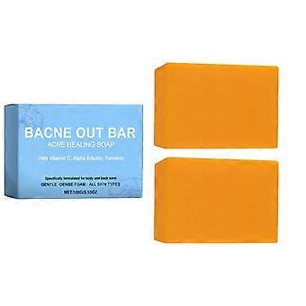 Bacne Out Bar, 100g Acne Healing Soap with Turmeric Vitamin C & Alphaarbutin, Natural Exfoliating Cleanser for Back, Face, Chest, Shoulders