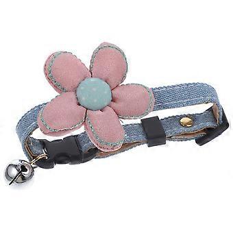 Dog Pet Collar Adjustable Buckle Flower Collar with Bell Necklace for Pet
