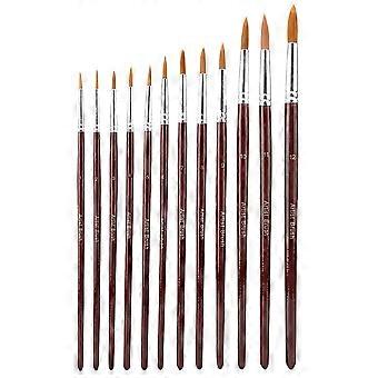 12Pcs/set Watercolor Paint Brush Nylon Hair Art Painting Brush Drawing Supplies(Round tip)