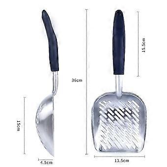 Black Aluminum Alloy-Metal Cat Litter Shovel, Aluminum Alloy Litter Shovels with Rubber Handle for Pets Durable Pet Sifting Shovel