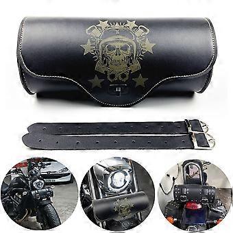 Universal Black Skull Motorcycle Tool Bag Front Fork Handlebar Saddlebag Roll Barrel Racing Tail Barrel Storage