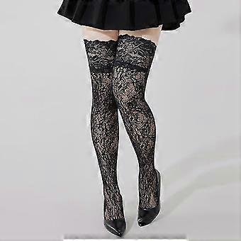 Black White Fishnet Silk Over Knee Long Socks Sexy Girls Thigh High Mesh Anti Slip Large Lace Stockings for oversize Women Plus Size XXXXXL!XX8