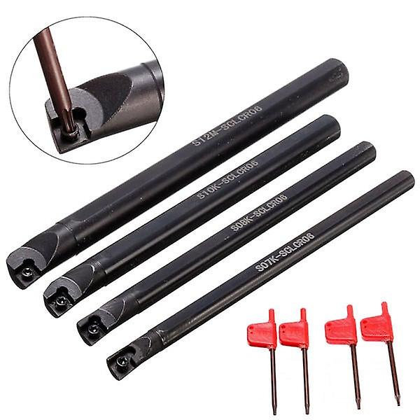 4Pcs Cnc Lathe Boring Bar Turning Tool Holder With 4pcs T8 Wrenches