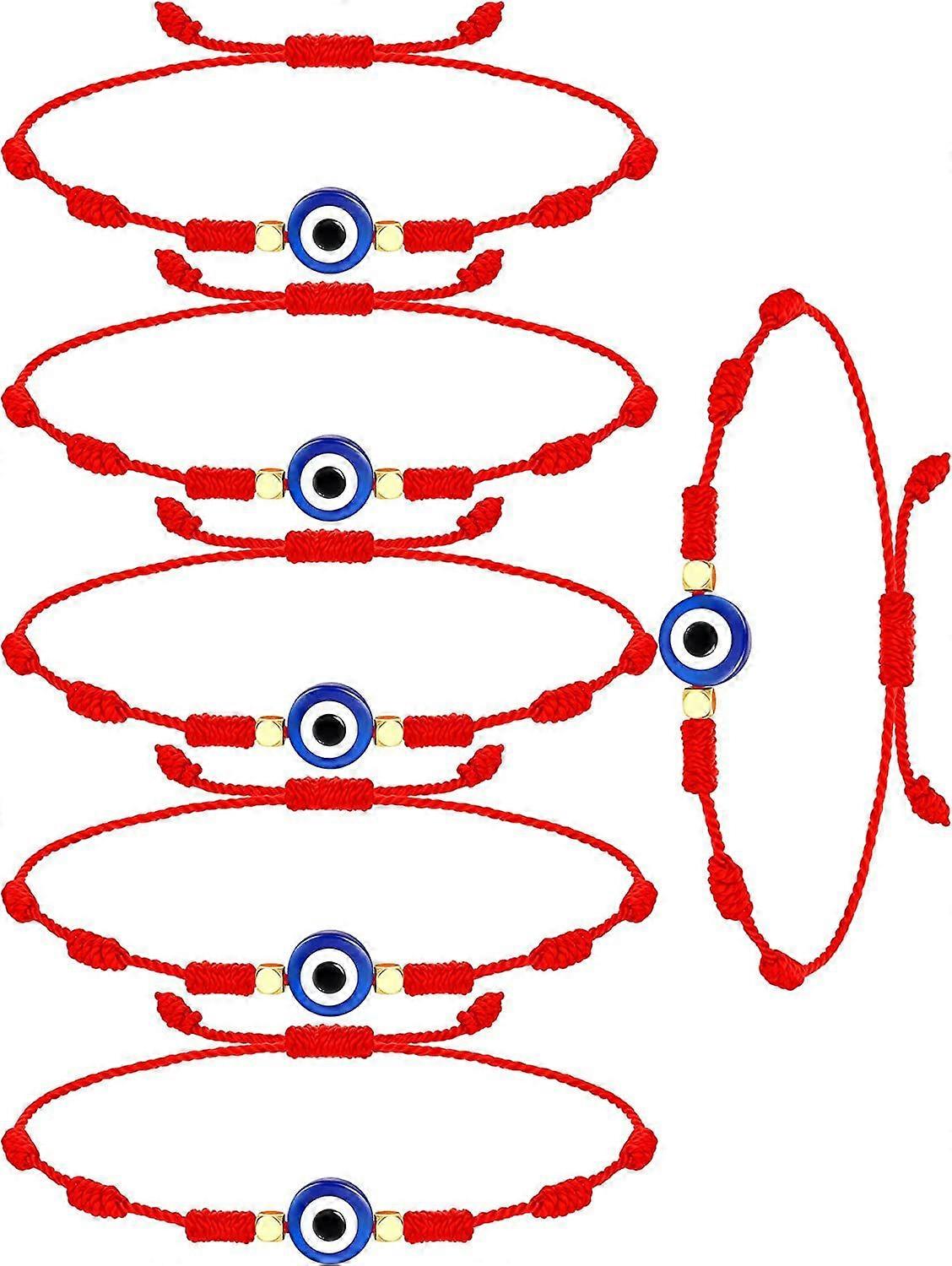 6 Pieces Red Bracelets Adjustable Evil Eye Kont Bracelets