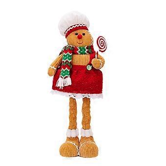 Natale Pan di Zenzero Uomo Peluche Bambola Telescopica Gamba Ragazzo Ragazza Bambola di Pan di Zenzero Morbido Cuscino Imbottito per Albero di Natale Decorazione Festa