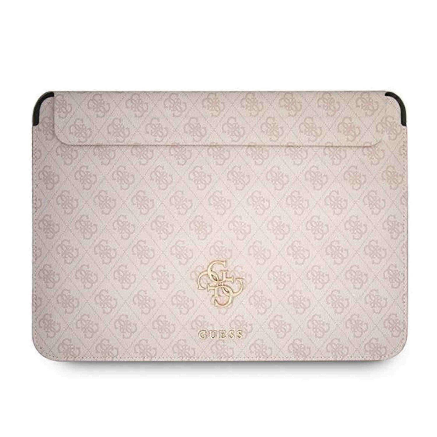 Bolso Guess Universal para portátil/tableta de hasta 13" con estampado de rayas 4G y logo metálico rosa.
