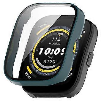 For Amazfit Bip 5 Plastic Smart Watch Case with Protective Glass Cover Green
