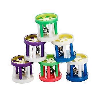 10pcs Haustier Katze Glocke Kugel Zylinderform Haustier bunte neckende Spielzeuge Kunststoff klingelt Rollenspielzeug für Katze Kätzchen (zufällige Farbe)