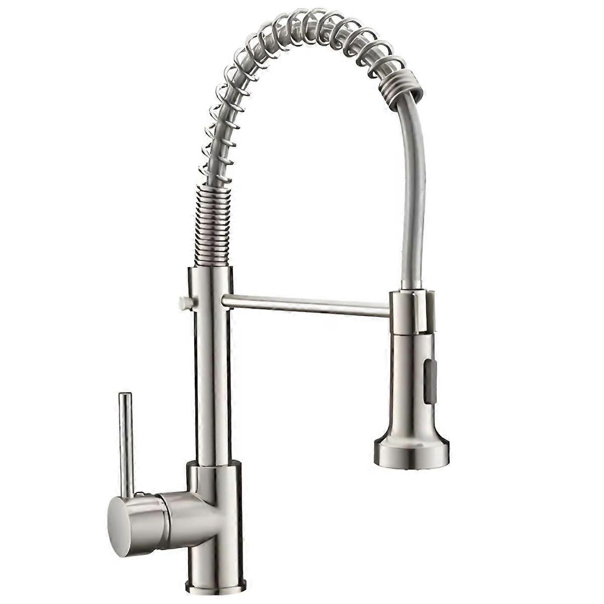 Pull Down Kitchen Faucet Spring Design Single Handle Brushed Nickel