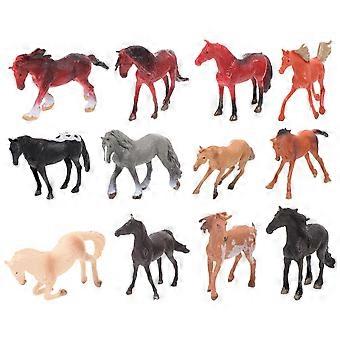 Interesting Toy Horses for Decor 12Pcs Mini Decorative Horse Toys Assorted Color PVC