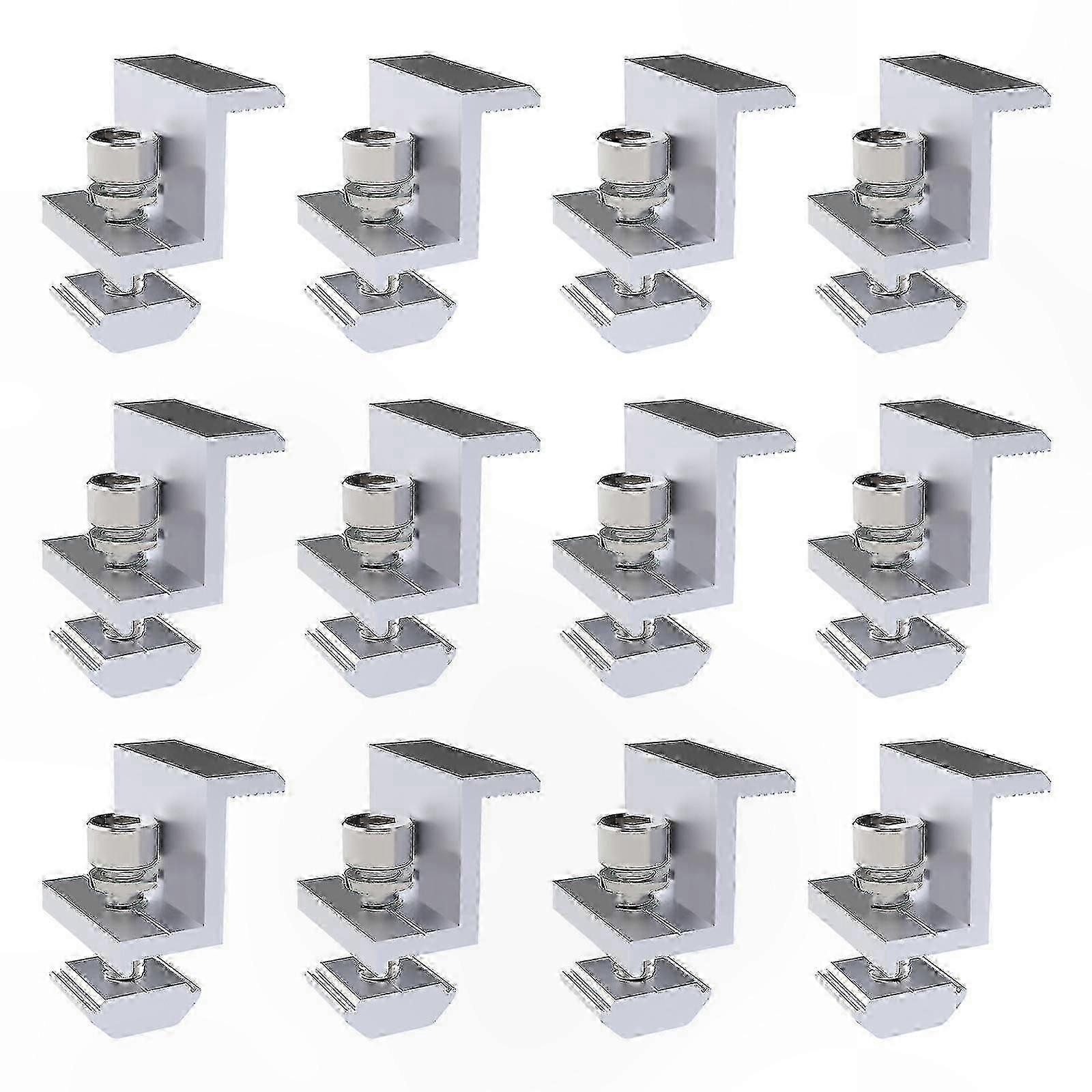 12 Pack Adjustable Solar Panel Clamps with Mounting Brackets compatible with Secure Installation