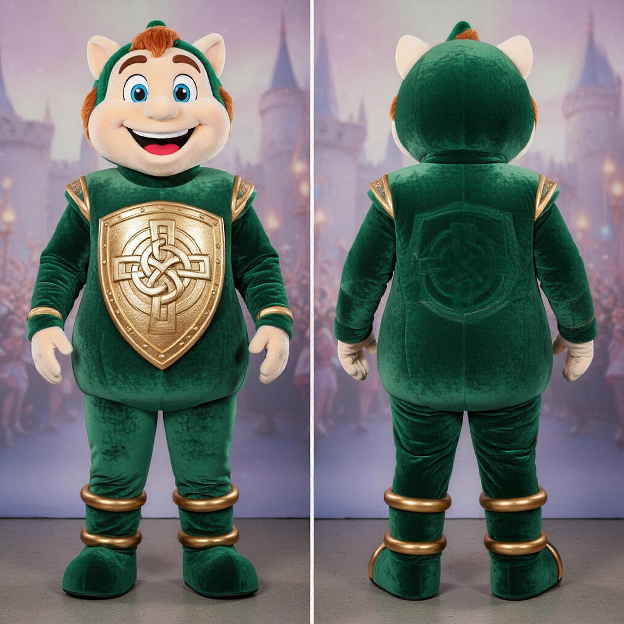 MASTICOT Emerald Green Broad Shouldered Celtic Shield Mascot