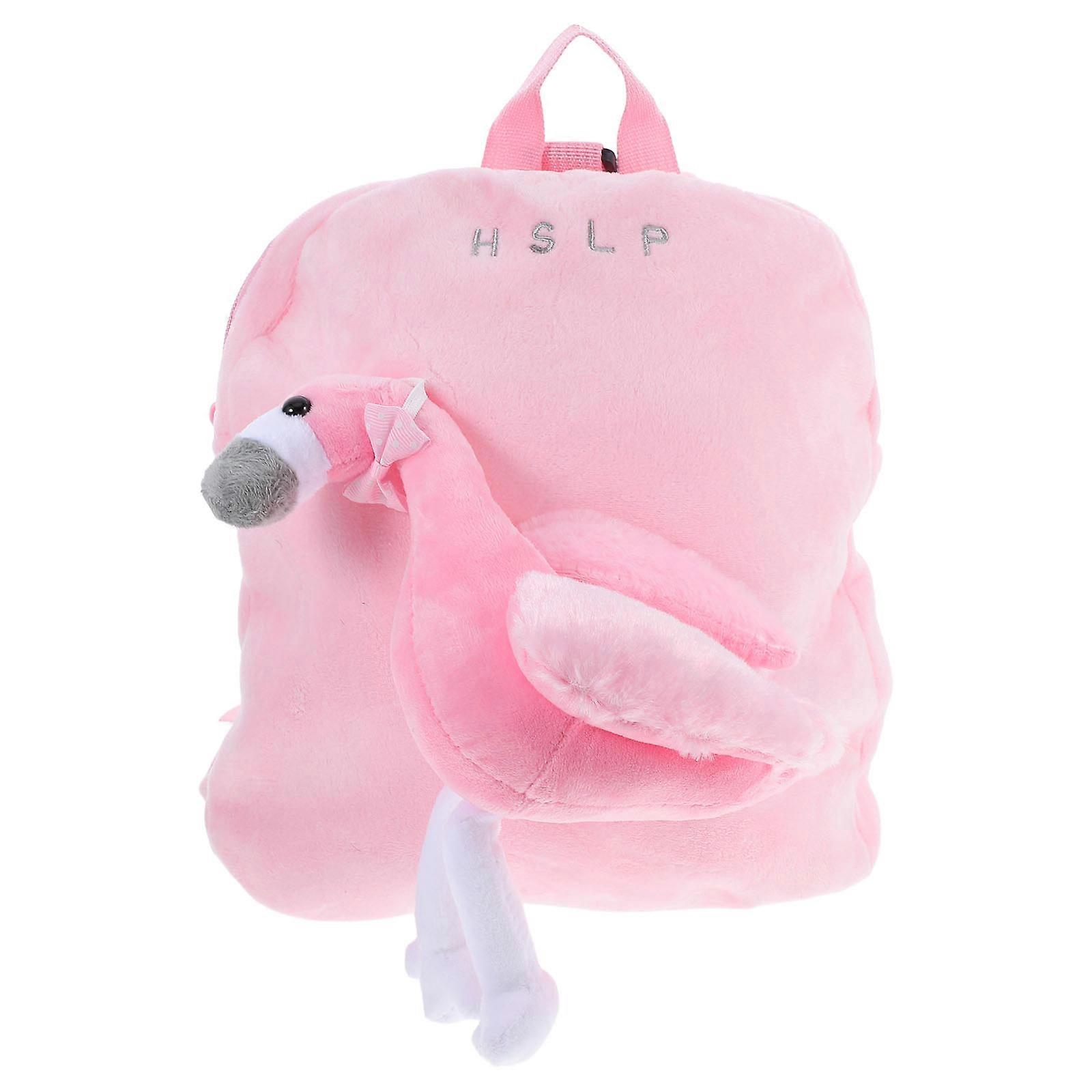 Flamingo Backpack Creative Plush Backpack for Girl Use Dark Red