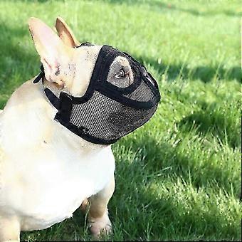 Dog Muzzle For Bulldogs, Dog Muzzle With Short Snout, Adjustable Mesh Dog Muzzle Prevent Biting For Peking Shih-tzu -CEUK