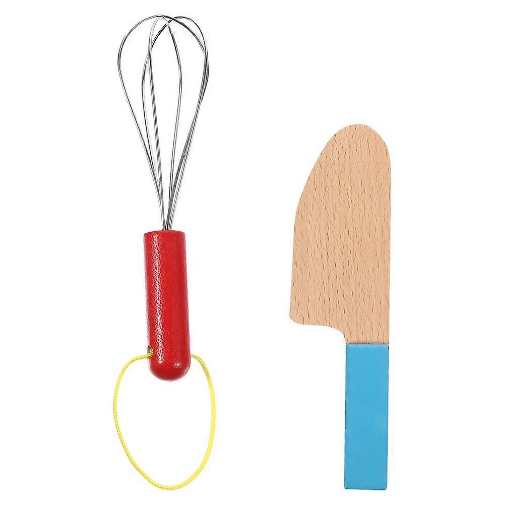 Jouet de cuisine éducatif en bois : coupe-légumes et fouet (2 pièces) pour enfants
