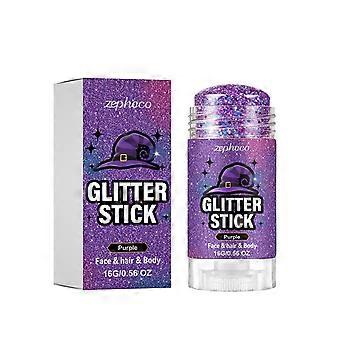 Halloween Shining Makeup Stick – Purple Glitter Body Face Paint for Holiday Parties, Cosplay & Festivals