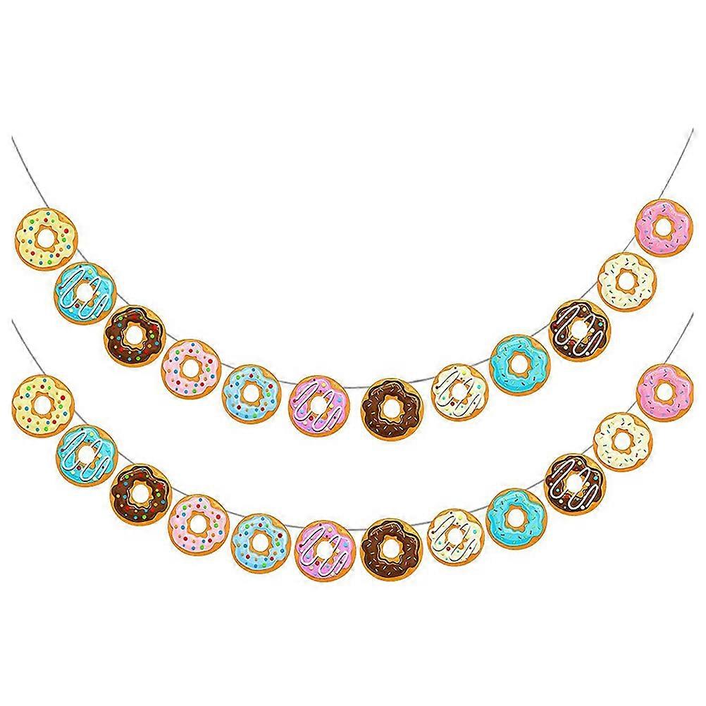 Donut Party Decorations Donut Theme Banners for Decor Use 2Pcs