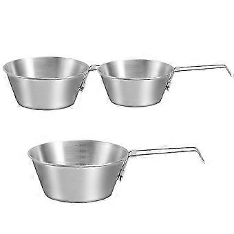Silver Stainless Steel Camping Bowl with Foldable Handle 9Pcs for Camping