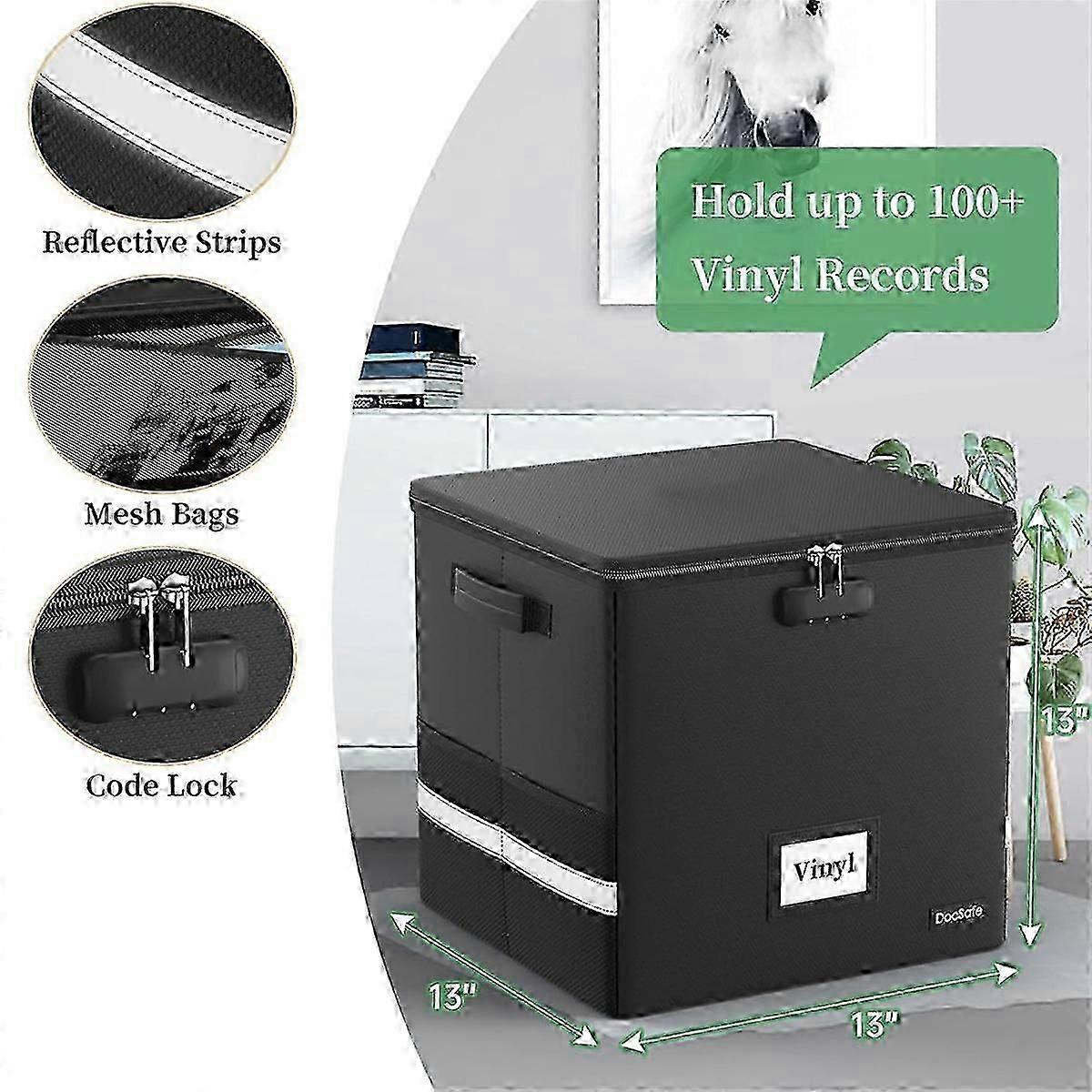 Vinyl Record Storage Box with Lock,for 100+ Single Records